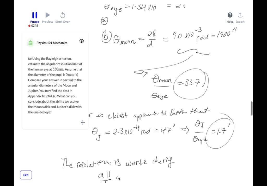 angular resolution limit of human eye