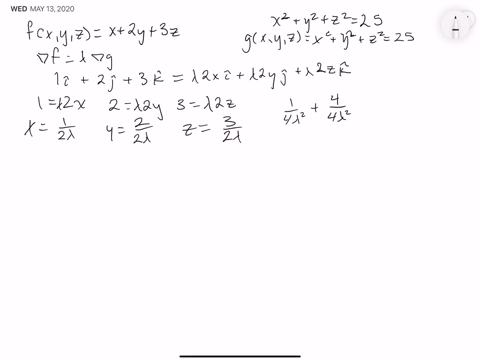 extreme-on-a-sphere-find-the-points-on-the-sphere-x2y2z225-where-fx-y-zx2-y3-z-has-its-maximum-and-m