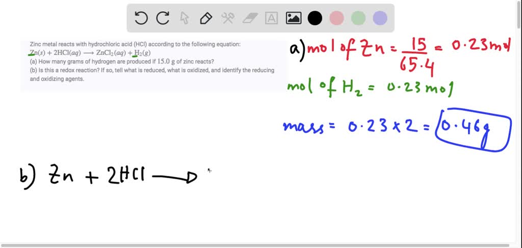 SOLVED:Zinc metal reacts with hydrochloric acid (HCl) according to the ...