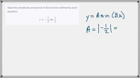 state-the-amplitude-and-period-of-the-function-defined-by-each-equation-y-frac12-sin-fracx2