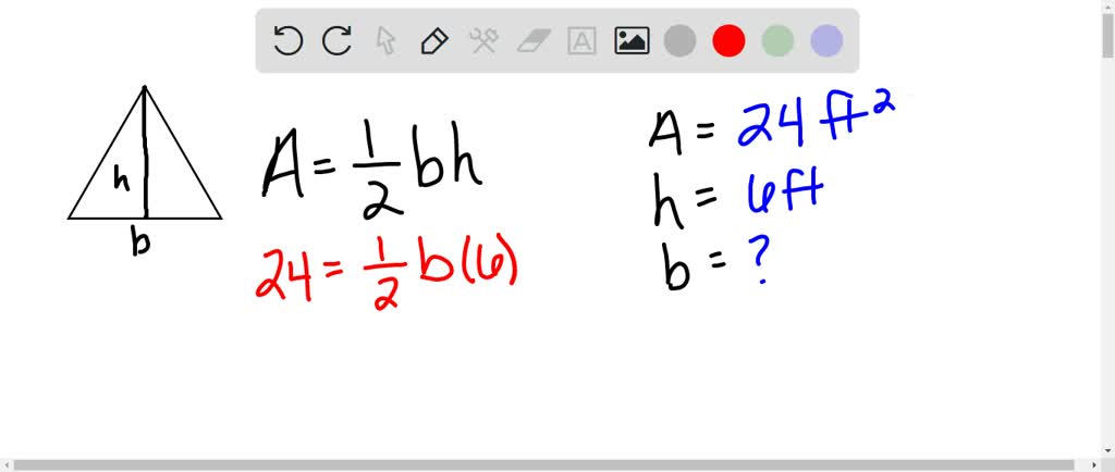 SOLVED:Solve using a geometry formula. A triangular window has area 24 ...