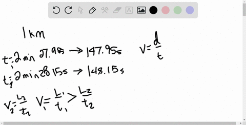 in-1-mathrmkm-races-runner-1-on-track-1-with-time-2-mathrmmin-2795-mathrms-appears-to-be-faster-than