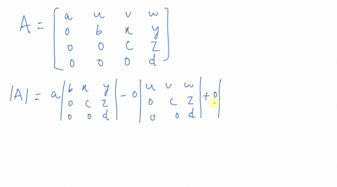 find-the-determinant-of-the-matrix-leftbeginarrayllll-a-u-v-w-0-b-x-y-0-0-c-z-0-0-0-d-endarrayright