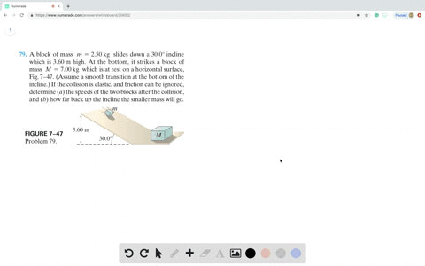 a-block-of-mass-m-250-kg-slides-down-a-300circ-incline-which-is-360-m-high-at-the-bottom-it-strikes-