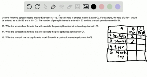 use-the-following-spreadsheet-to-answer-exercises-1315-the-split-ratio-is-entered-in-cells-b2-and-c2