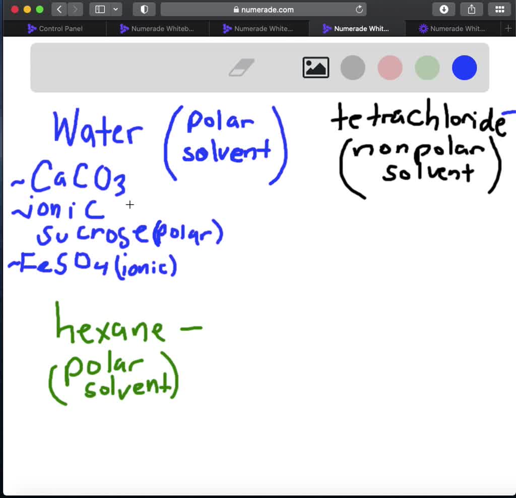 SOLVEDWater is a polar solvent and hexane is a nonpolar solvent. In