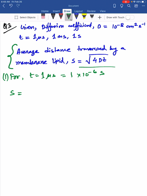 what-is-the-average-distance-traversed-by-a-membrane-lipid-in-1-mu-s-1-mathrmms-and-1-s-assume-a-dif