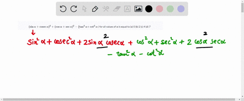 1 cot 2 alpha 1 cosec 2 alpha is equal to