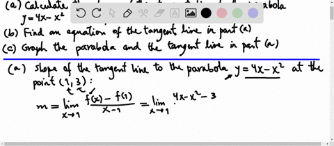 a-find-the-slope-of-the-tangent-line-to-the-parabola-y4-x-x2-at-the-point-13-i-using-definition-1--2