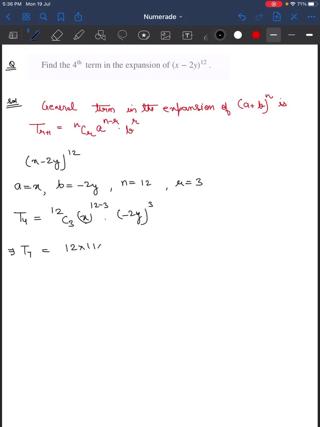 SOLVED Find The 4 th Term In The Expansion Of x 2 Y 12