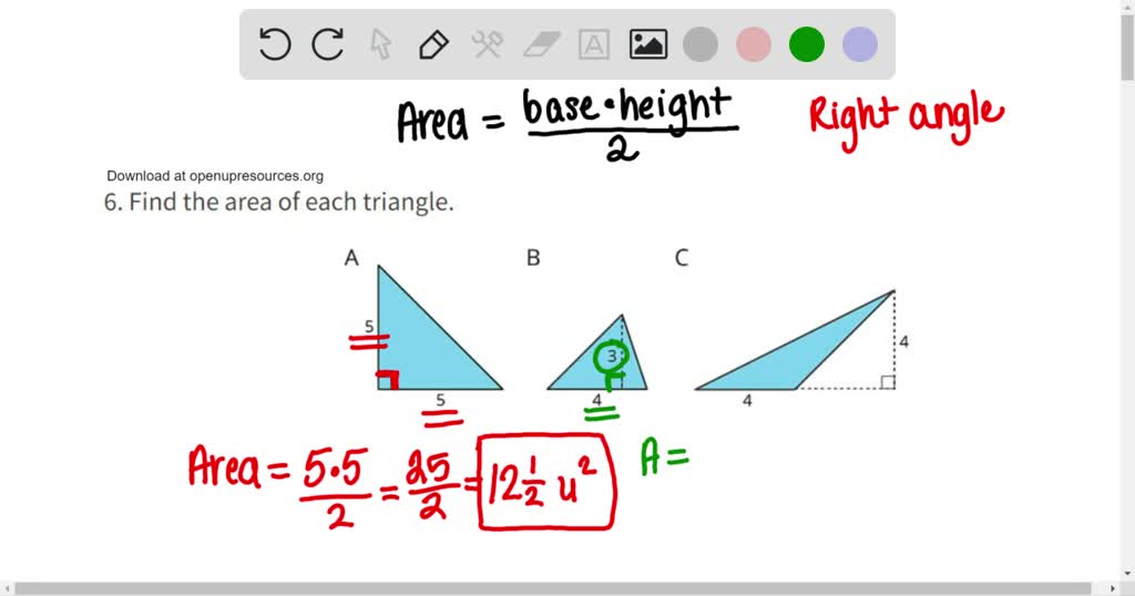 SOLVED:Find The Area Of Each Triangle. A B C