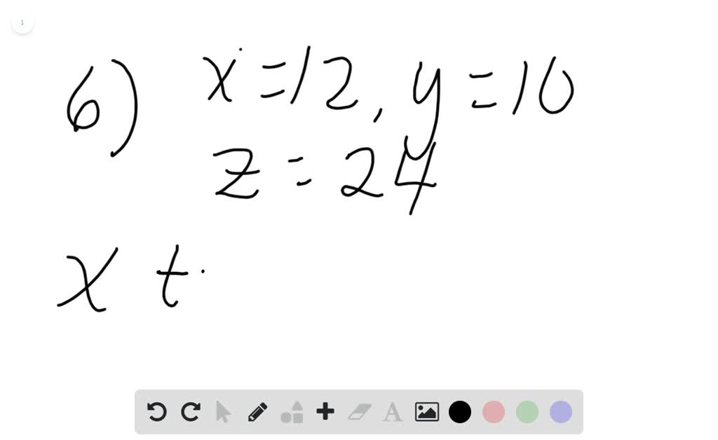 SOLVEDIn Exercises 614, x=12, y=10, and z=24 . Write each ratio in