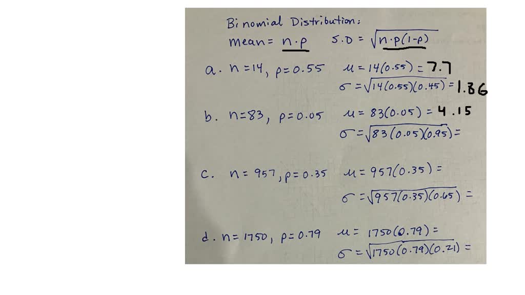 Solvedx Is A Binomial Random Variable With The Parameters Shown Use The Special Formulas To 7453