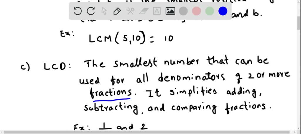 Define The Key Terms. A. Multiple B. Least Common Multiple (LCM) C ...