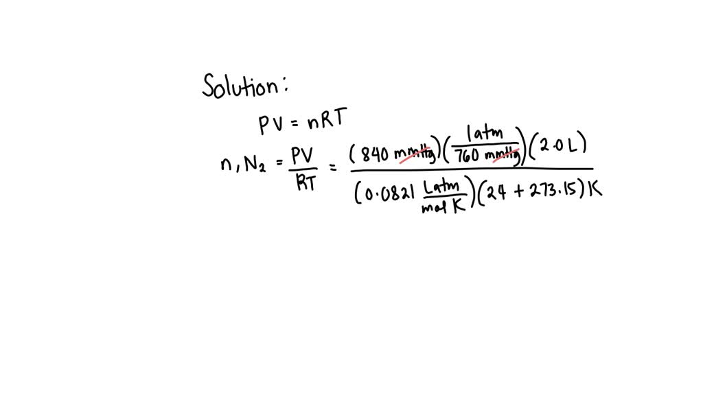 In the formation of $\mathrm{smog}$, nitrogen and oxygen gas react to form nitrogen dioxide. How many grams of $\mathrm{NO}_{2}$ will be produced when $2.0 \mathrm{~L}$ of nitrogen at $840 \mathrm{mmHg}$ and $24^{\circ} \mathrm{C}$ are completely reacted? $(11.8,11.9)$
$\mathrm{N}_{2}(g)+2 \mathrm{O}_{2}(g) \longrightarrow 2 \mathrm{NO}_{2}(g)$