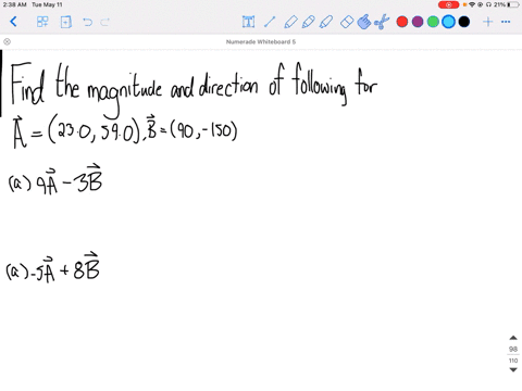 find-the-magnitude-and-direction-of-a-9-barb-3-veca-and-b-5-veca8-vecb-where-veca230590-vecb900-1500