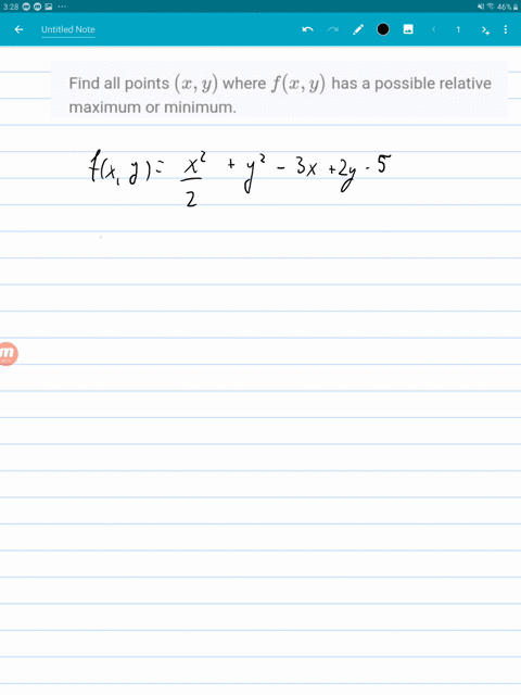 find-all-points-x-y-where-fx-y-has-a-possible-relative-maximum-or-minimum-fx-yfrac12-x2y2-3-x2-y-5