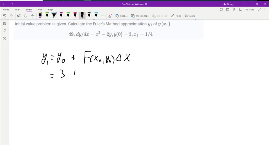 SOLVED:The iterative formula of Euler's method for solving y^'=f(x, y ...