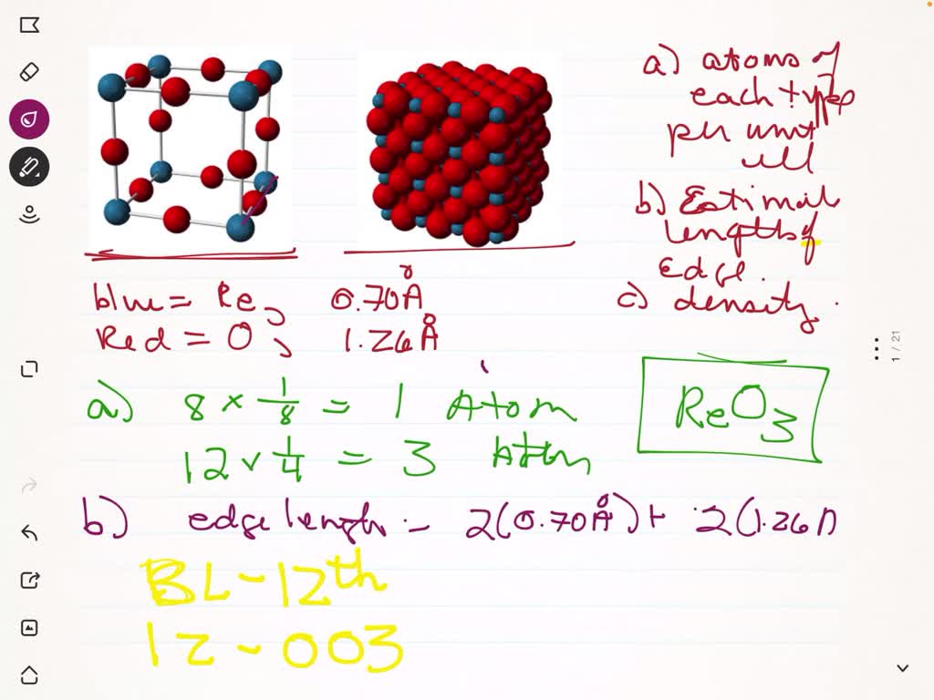 Rhenium Oxide Crystallizes With A Structure That Has A Primitive Cubic ...