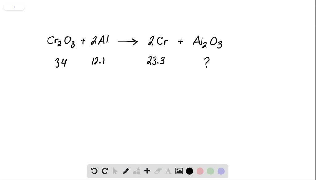 SOLVEDIn a reaction, 34.0 g of chromium(III) oxide reacts with 12.1 g of aluminum to produce