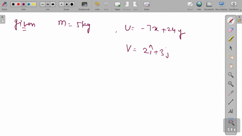 the-potential-energy-of-a-particle-of-mass-5-mathrmkg-moving-in-the-x-y-plane-is-given-by-u-7-x24-y-