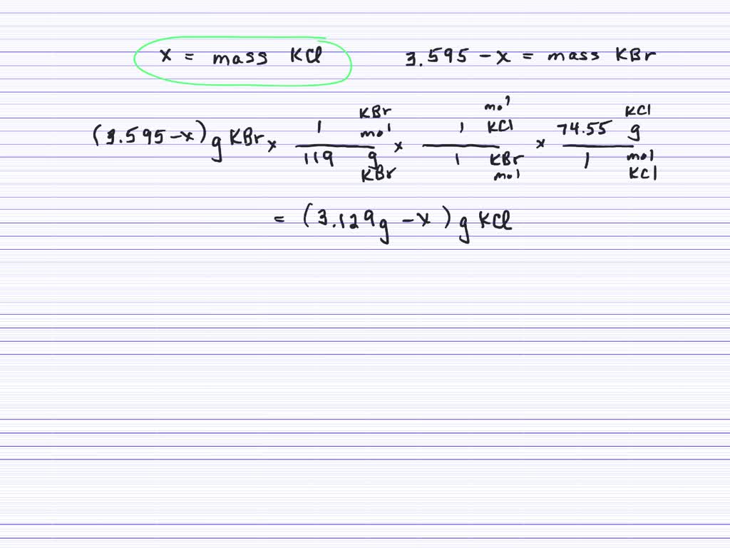 SOLVEDA mixture of potassium chloride and potassium bromide weighing 3.595 g is heated with