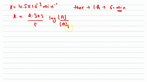 the-rate-constant-for-an-isomerization-reaction-mathrma-rightarrow-mathrmb-is-45-times-10-3-mathrmmi