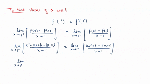 if-fxleftbeginarraylla-x21-x-leq-0-x2a-xb-x0endarrayright-is-differentiable-at-x1-find-a-and-b
