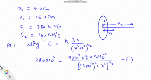 the-electric-field-on-the-axis-of-a-uniformly-charged-ring-has-magnitude-380-mathrmkn-mathrmc-at-a-2
