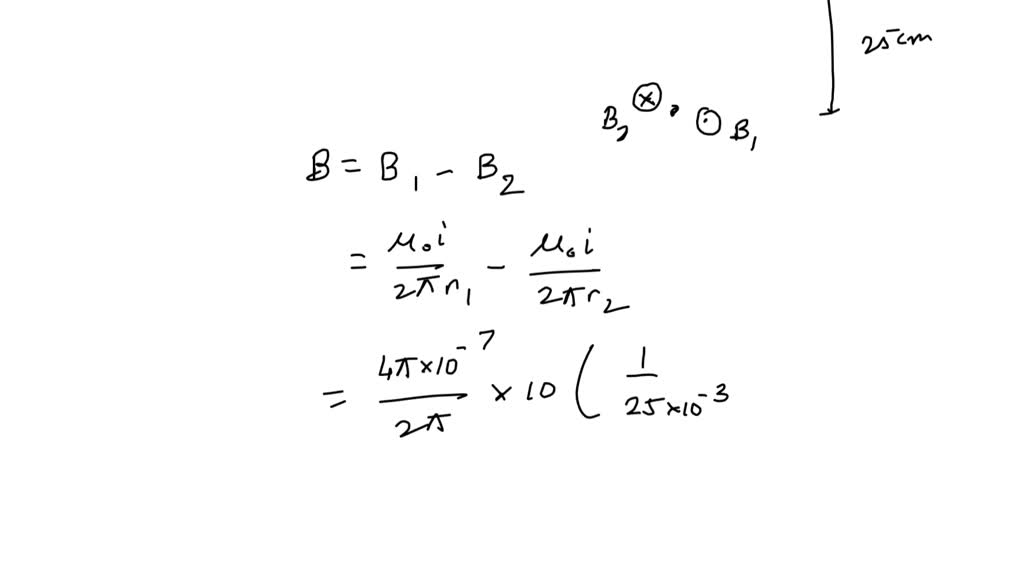 SOLVEDTwo wires each carry 10.0 A of current (in opposite directions