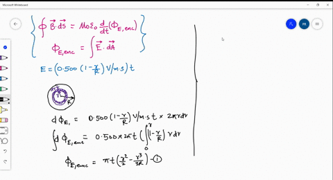 in-fig-32-30-an-electric-field-is-directed-out-of-the-page-within-a-circular-region-of-radius-r300-m