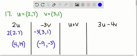 find-2-mathbfu-3-mathbfv-mathbfumathbfv-and-3-mathbfu-4-mathbfv-for-the-given-vectors-mathbfu-and-ma