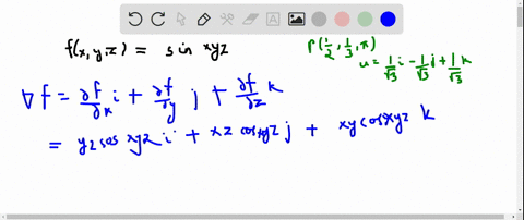 find-d_mathfraku-f-at-p-beginarraylfx-y-zsin-x-y-z-pleftfrac12-frac13-piright-mathbfufrac1sqrt3-math