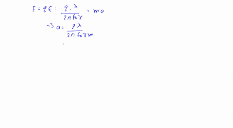 an-electron-is-released-90-mathrmcm-from-a-very-long-nonconducting-rod-with-a-uniform-45-mu-mathrmc-