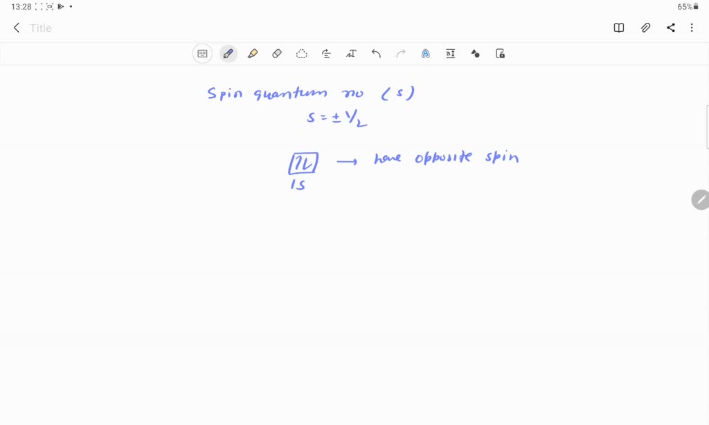 The quantum numbers +1 / 2 and -1 / 2 for the electron spin represent ...