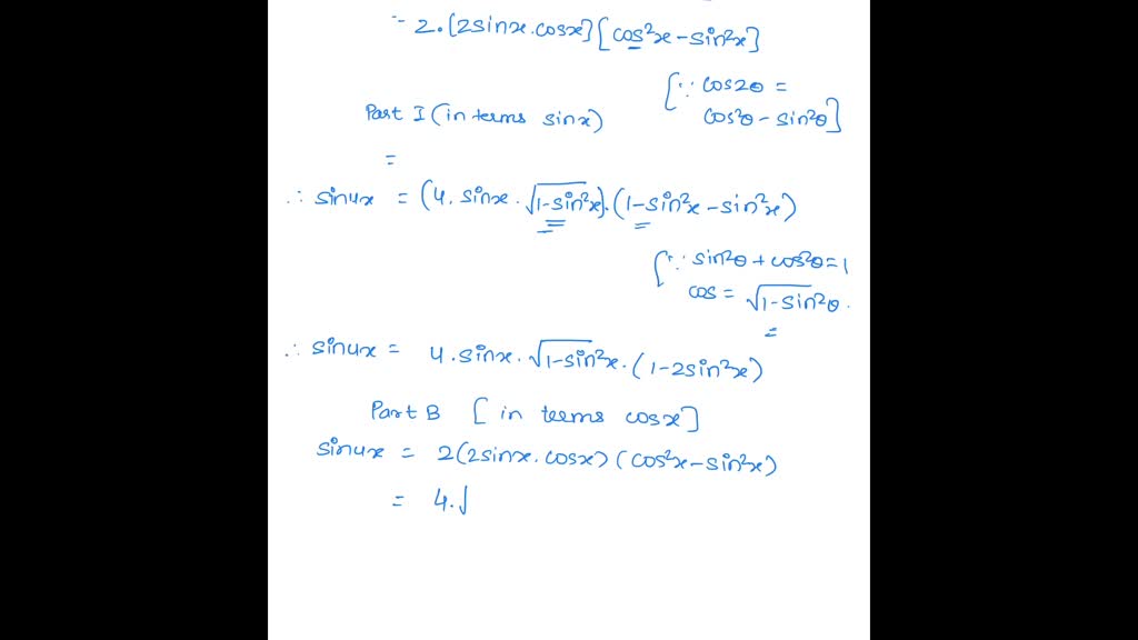 SOLVED:Algebraically find an equivalent function, only in terms of sinx ...