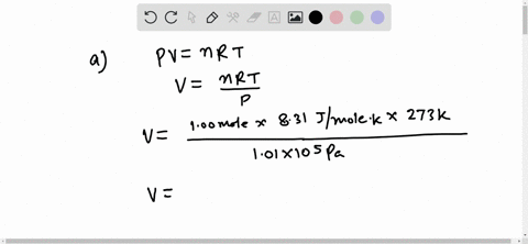 a-calculate-the-volume-occupied-by-100-mathrmmol-of-an-ideal-gas-at-standard-conditions-that-is-pres