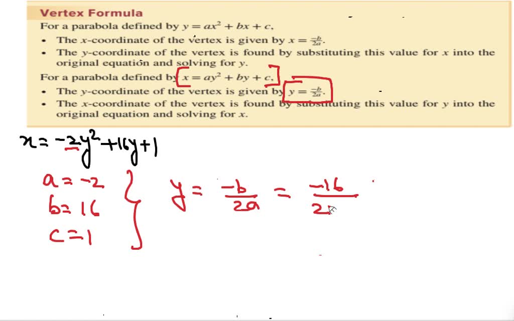 y x2 10x 16 vertex