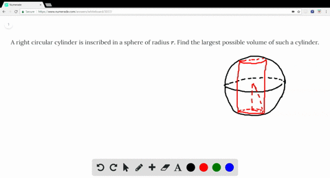 a-right-circular-cylinder-is-inscribed-in-a-sphere-of-radius-r-find-the-largest-possible-volume-of-s