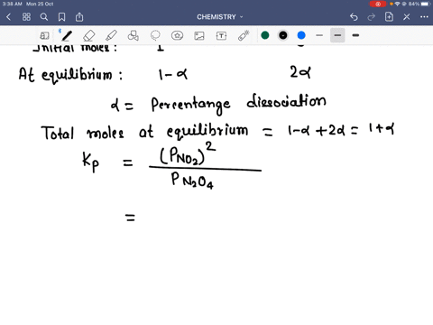 one-mole-of-mathrmn_2-mathrmo_4-g-at-310-mathrmk-is-25-dissociated-at-1-atm-pressure-the-percentag-2