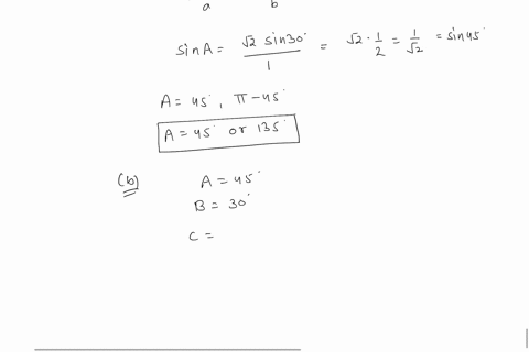 let-b1-asqrt2-and-angle-b30circ-a-use-the-law-of-sines-to-show-that-sin-asqrt2-2-conclude-that-angle