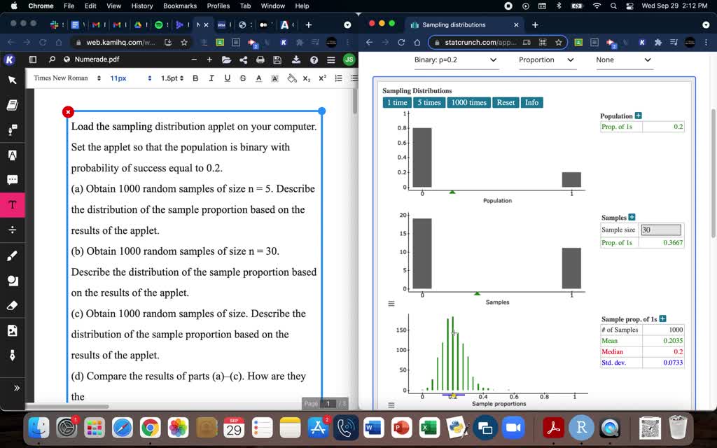 Solved load the sampling distribution applet on your computer set the