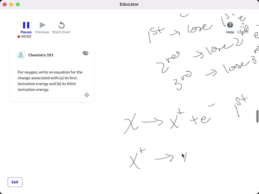 SOLVED: For oxygen, write an equation for the change associated with (a ...