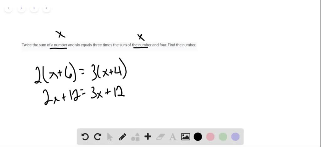 SOLVED Twice The Sum Of A Number And Six Equals Three Times The Sum Of 