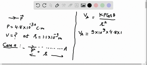 ii-calculate-the-electric-potential-due-to-a-dipole-whose-dipole-moment-is-48-times-10-30-mathrmc-cd