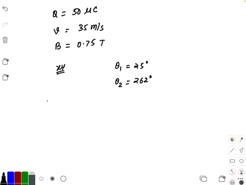 a-small-particle-carrying-a-50-mu-c-charge-moves-at-35-mathrmm-mathrms-through-a-uniform-075-t-magne
