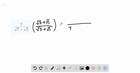 simplify-each-expression-by-rationalizing-the-denominator-see-example-7-frac5sqrt7-sqrt5