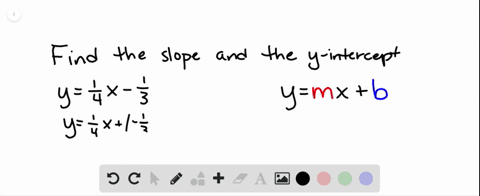find-the-slope-and-y-intercept-of-the-graph-of-each-equation-yfrac14-x-frac13