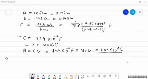 SOLVED:24.36. A capacitor is formed from two concentric spherical con ...