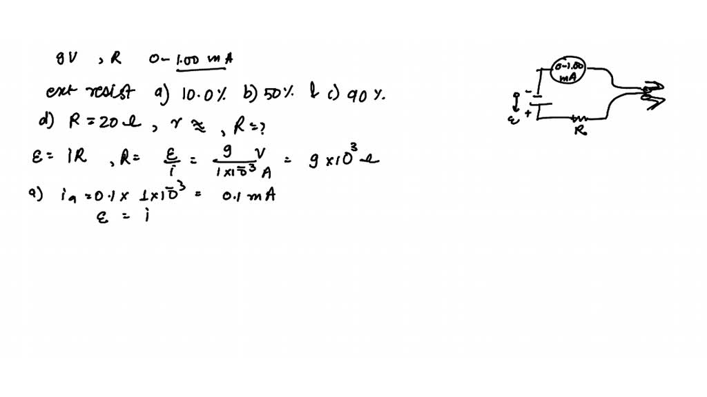 A simple ohmmeter is made by connecting a 9.00 V flashlight battery in
